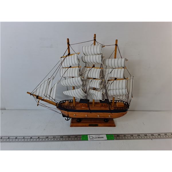 Wooden Model Ship with Stand 15" Long x 13.75" Tall - Pick Up Preferred - Fragile