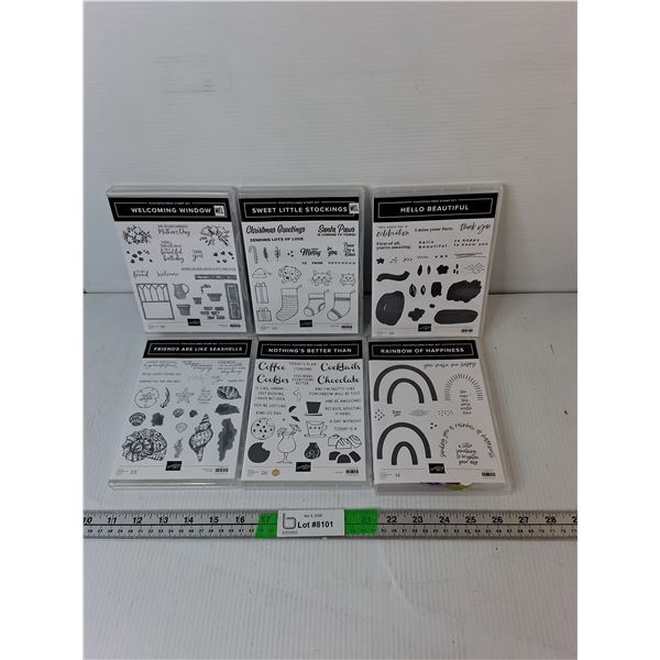 (6) Photopolymer Stamp Sets- Rainbows, Seashells, Misc.  Appear New