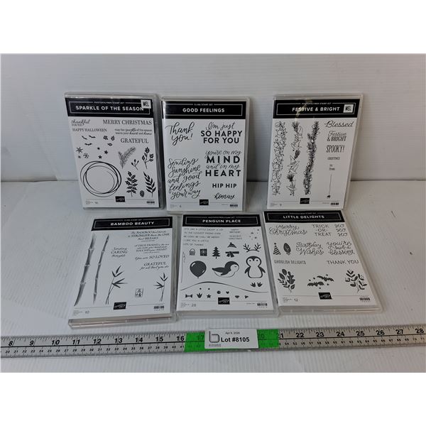 (6) Photopolymer/Cling Stamp Sets- Penguin, Bamboo, Misc. Appear New