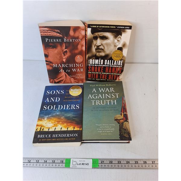 (4) War Books- Shake Hands with the Devil, Marching as to War, Sons & Soldiers, A War Against Truth