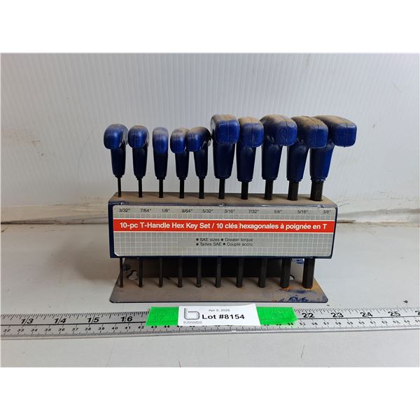 (10) Piece T-Handle Hex Key Set- Some Rust