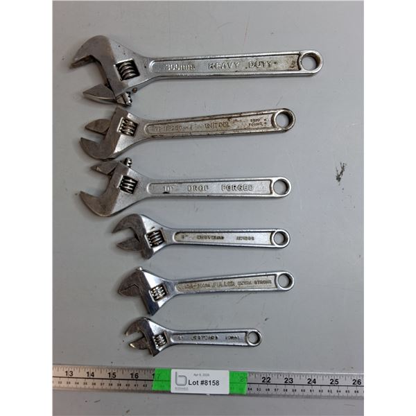 (6) Crescent Wrenches- Fuller, Westward, Misc.