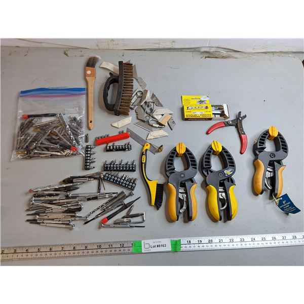 Ratcheting Clamps, Wire Brush, Drill Bits, Misc.