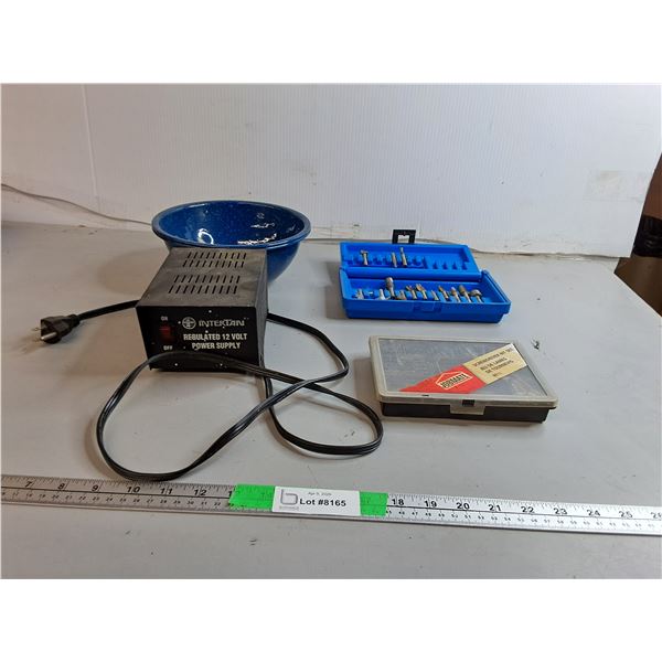 12V Power Supply- Powers On, Screwdriver Bit Set, Router Bit Set, Mixing Bowl