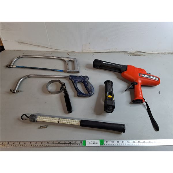 Black & Decker Powercaulk Gun, 17" Hand Saw, Oil Filter Wrench, Misc. Lights Do Not Power On