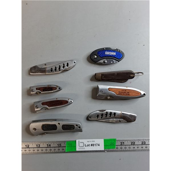 (8) Folding/Pocket Knives Up to 8"