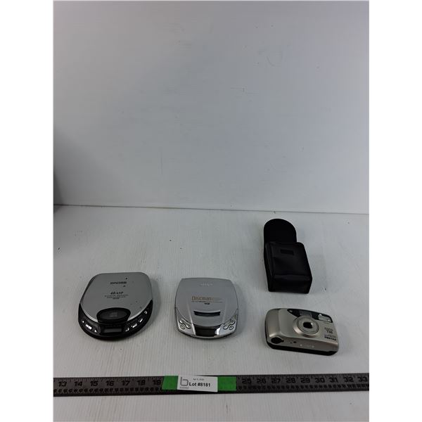 (2) Vintage Koss & Sony Portable CD Players, Pentax Point- And-Shoot-Camera ( as is)