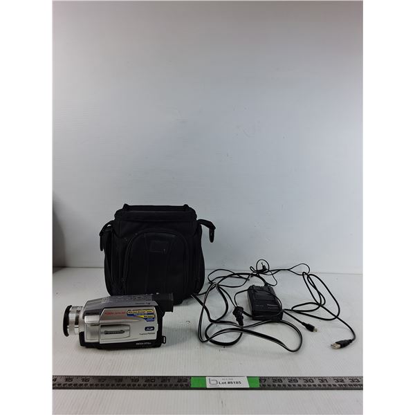 Vintage Panasonic Palmcorder MiniDV Camcorder, Battery Charger, Camera Bag