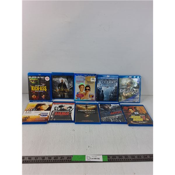 (10) Blueray Discs- Kick-ass, The Princess Diaries, Everest,  Dejavu, The Good Life, Django, Misc