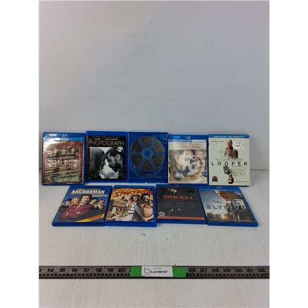 (9) Blueray Discs- Pirates Of The Caribbean,The Photograph, A Little Chaos, Looper, Taken, Misc