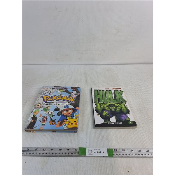 (2) Books- Pokemon Visual Companion,  Hulk Book in French