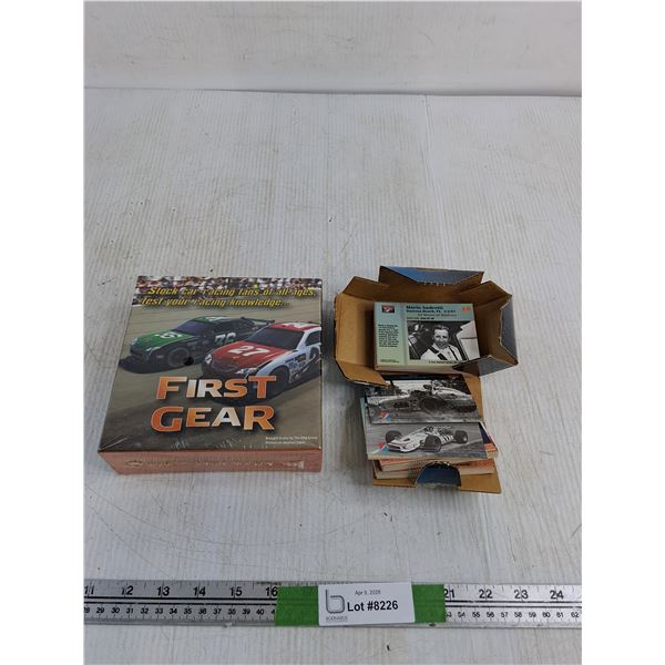 "First Gear" Stock Car Racing Trivia Board Game, Race Car Collectors Cards