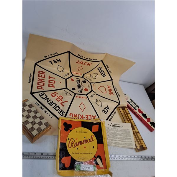 Rummoli, Chess Board & Cribbage Board (as is)