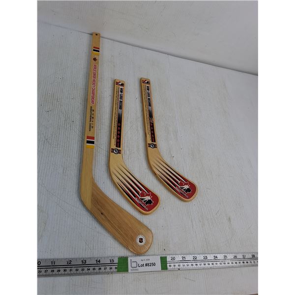 (3) Wooden Decorative Hockey Sticks