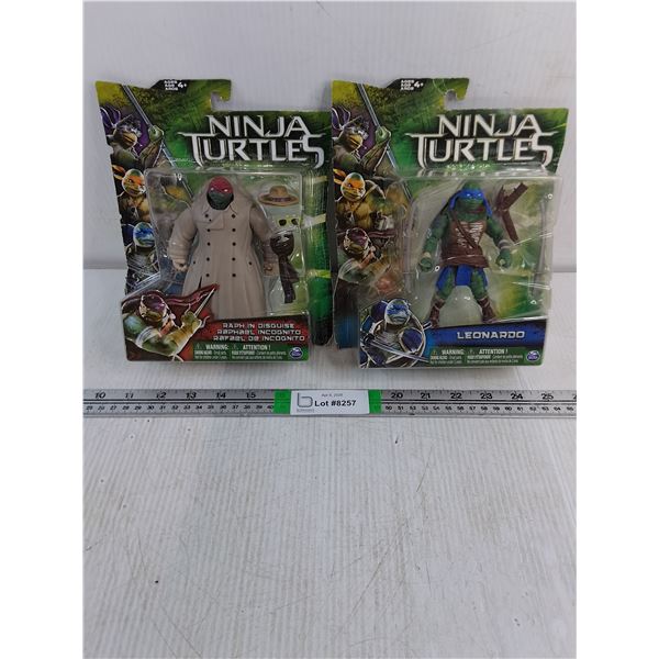 (2) Ninja Turtle Figurines-Leonardo and Raph in Disguise (NIB)