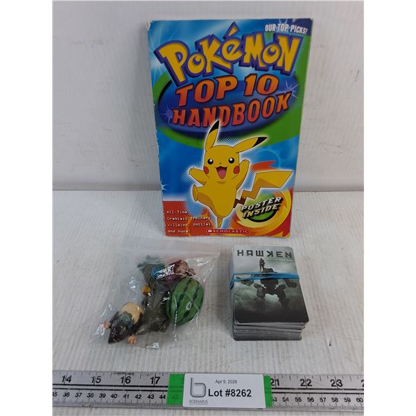 Pokemon Handbook,Hawken Cards and Small Plastic Figurines