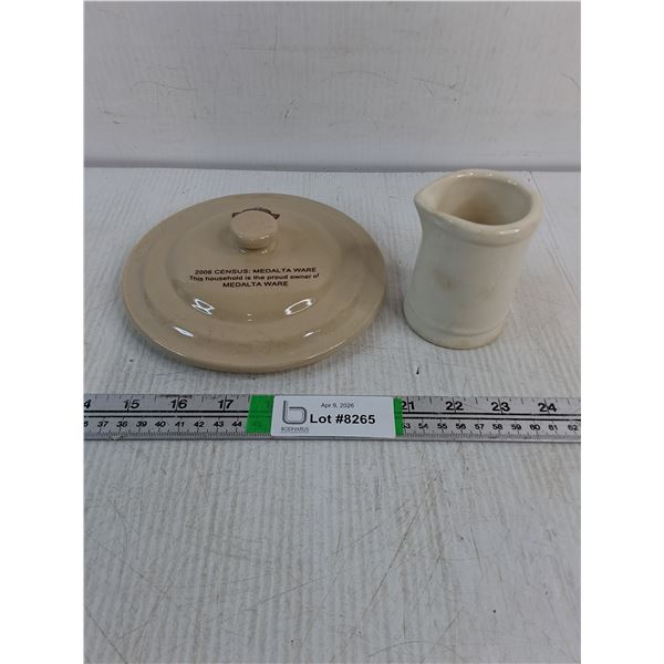 Vintage Ceramic Medalta Lid-Census 2006 and  Individual Creamer