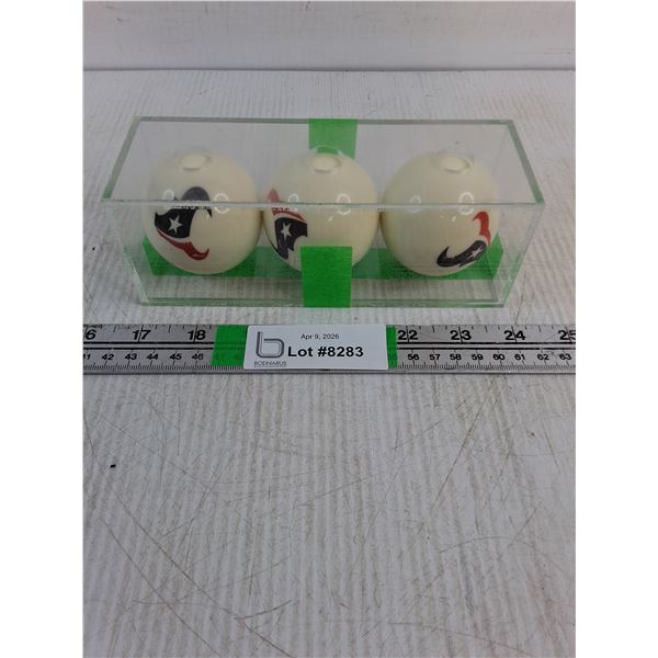 (3) Houston Texans (NFL) Custom Imprinted Cue Balls