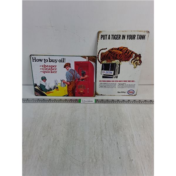 (2) Fantasy Gas/Oil Signs-Shell and Esso