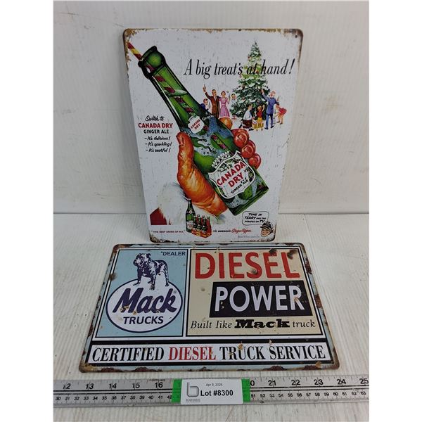 (2) Fantasy Reproduction Signs-Canada Dry and Mack Trucks