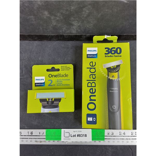 Philips One Blade 360 Blade Hair Trimmer & 2 Pack OneBlade Anti Friction Blade - Sealed