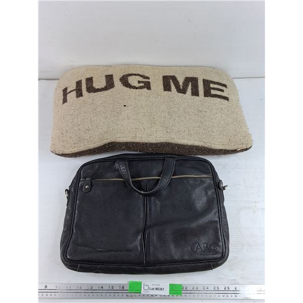 Hug Me Pillow 25" & Roots Leather Bag 17" x 12"