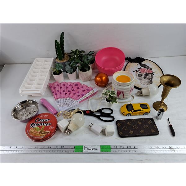 Artificial Plants, Ice Trays, Brass Vase, Wax Warmer, iPhone 7 Case, Scissors, Misc