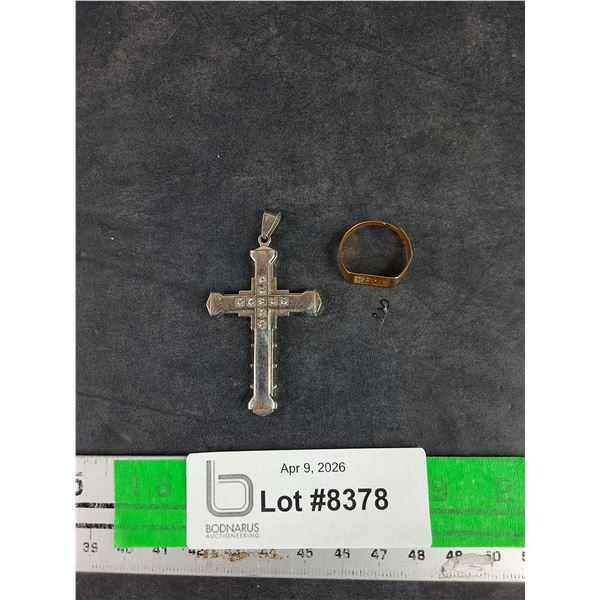 Cross Pendant & Brass Love Ring
