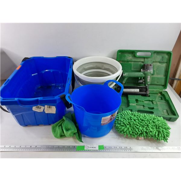 Shopping Basket, Buckets, Superior Air Nailer, Microfiber Cloth &  Scrubber - PICK UP