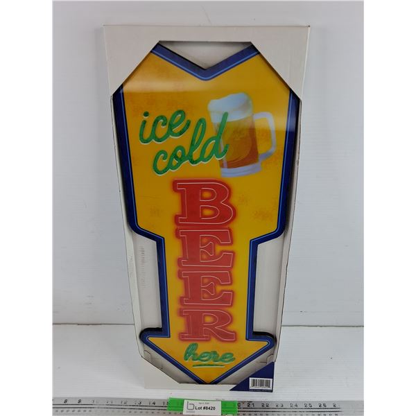 Ice Cold Beer Here Wall Plaque 23" x 9"