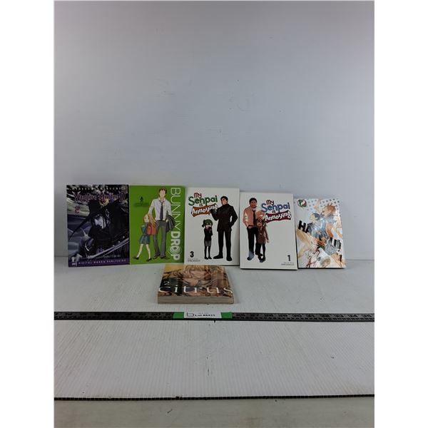 (6) Japanese Books- Vampire Hunter D Bunny Drop Volume 10,My Senpai is Annoying, Haikyu, Misc