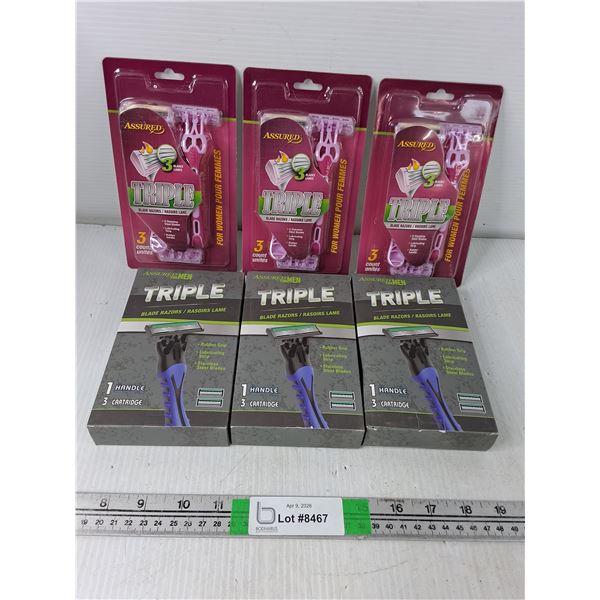 (6) Assured Razors - Womens & Mens