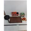 Image 1 : 18" x 12" Metal Serving Tray, Omelette Fry Pan, New Gourmet Bowl Maker & Square Serving Set