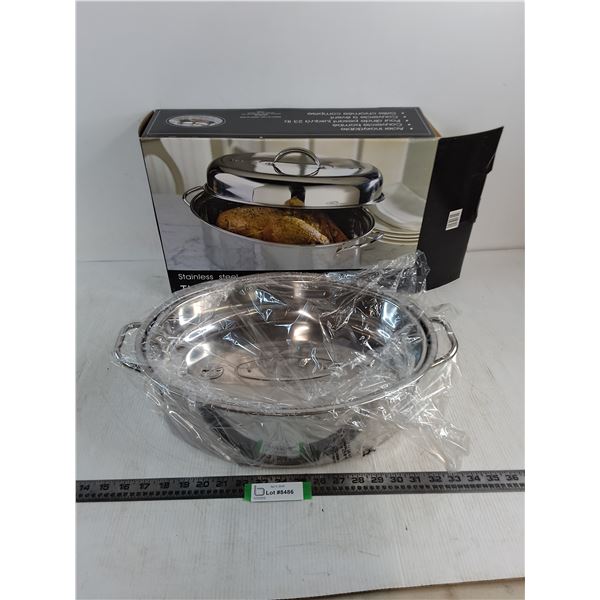 Unused Stainless Steel Turkey Roaster - 16.5" x 12"