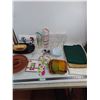 Image 2 : Plastic Tumblers & Platters, Tablecloths, Bottle Stoppers, Markers, Misc