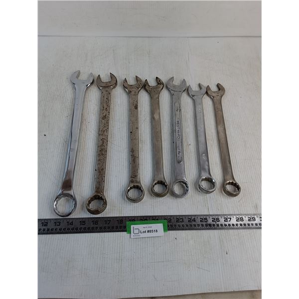 (7) Large Combination Wrenches - Mostly Imperial