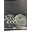 Image 1 : Glass Punch Set With (8) Cups 3.5", Bowl 11",  Ladle, And Plate 15" - PICK UP