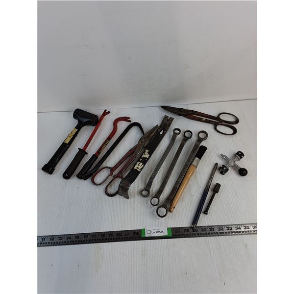 Mallet, (3) Crowbars, Demolition Bar, Metal Shears, Valve Spring Compressor, (3) Double Ended Wrench