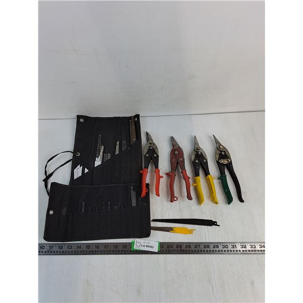 (2) Reciprocating Saw Blade Set, (4) Aviation Snips With Different Cut Directions
