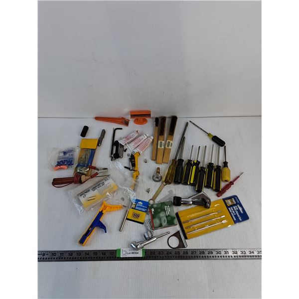 Various Tools-  Screw Drivers,  Mini Chisel Set, Oil Seal, Electrical Tester, Temp Valve Core Set, M
