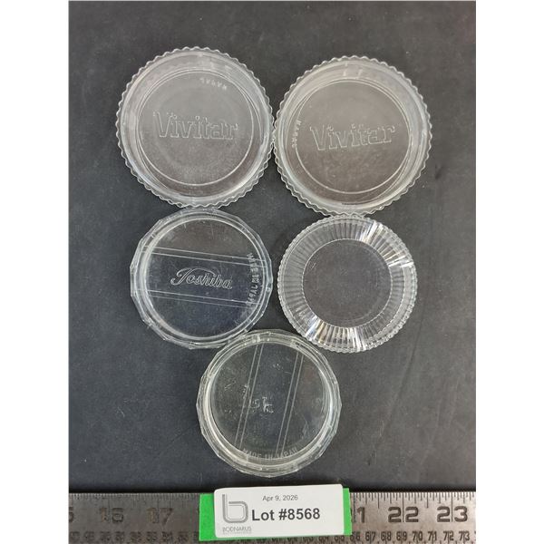 (5) Vintage Camera Lense Filter Cases- (1) Toshiba, (2) Vivitar, (2) No Name