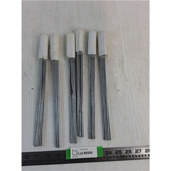 (6) Bundles Of White Stake Flags (24) In Each 12" Wire Staffs