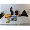 Image 1 : Glass Beads, Curling Rock Style Ceramic Storage Container, Wine Aerator, Misc.