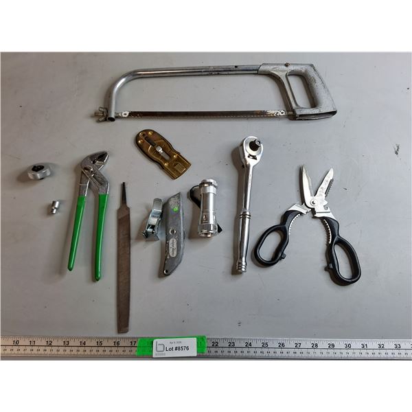 Hand Saw 17", Ratchet Wrench, Shears, Misc. Cannot Ship