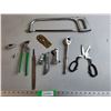 Image 1 : Hand Saw 17", Ratchet Wrench, Shears, Misc. Cannot Ship