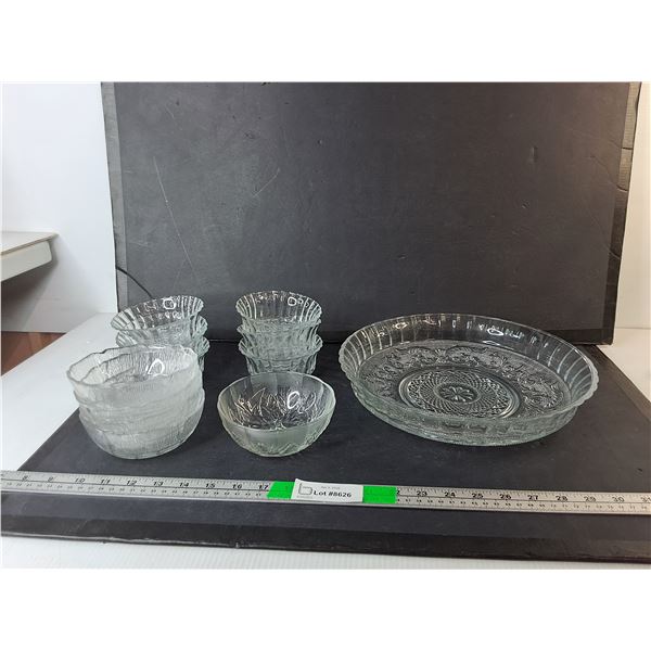 Glass Serving Bowl 11.75" Diameter & Dessert Bowls - PICK UP