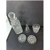 Image 3 : Mostly Crystal Set- Decanter, Bell, Coasters, Candleholders, Glass