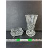 Image 1 : Crystal Vase 8" & Candy Dish