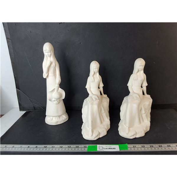 Ceramic Young Girl Figurine 12" & Bookends
