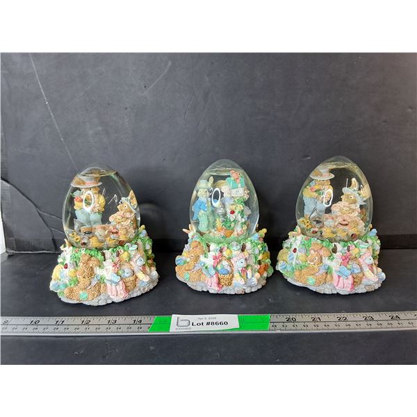 (3) Musical Easter Snowglobes- Working, Cannot Ship